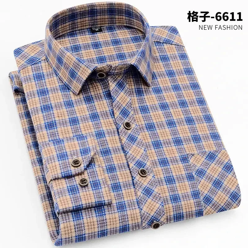 High Quality Soft Comfortable Casual Shirts Men Autumn Spring Long Sleeve Fashion Flannel Plaid Male Camisas Christmas Men Shirt