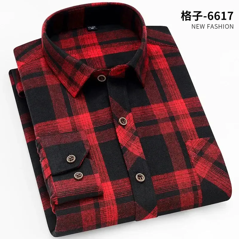 High Quality Soft Comfortable Casual Shirts Men Autumn Spring Long Sleeve Fashion Flannel Plaid Male Camisas Christmas Men Shirt