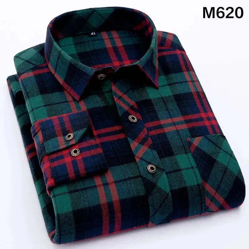 High Quality Soft Comfortable Casual Shirts Men Autumn Spring Long Sleeve Fashion Flannel Plaid Male Camisas Christmas Men Shirt