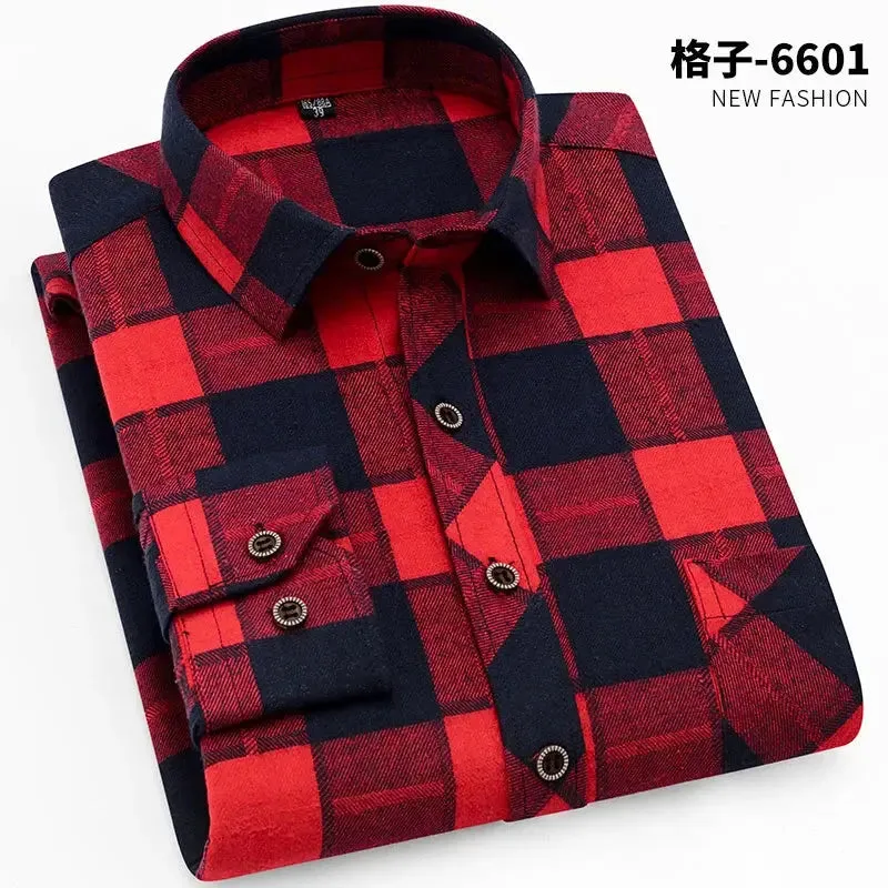 High Quality Soft Comfortable Casual Shirts Men Autumn Spring Long Sleeve Fashion Flannel Plaid Male Camisas Christmas Men Shirt