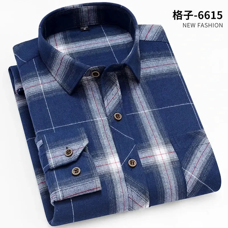 High Quality Soft Comfortable Casual Shirts Men Autumn Spring Long Sleeve Fashion Flannel Plaid Male Camisas Christmas Men Shirt