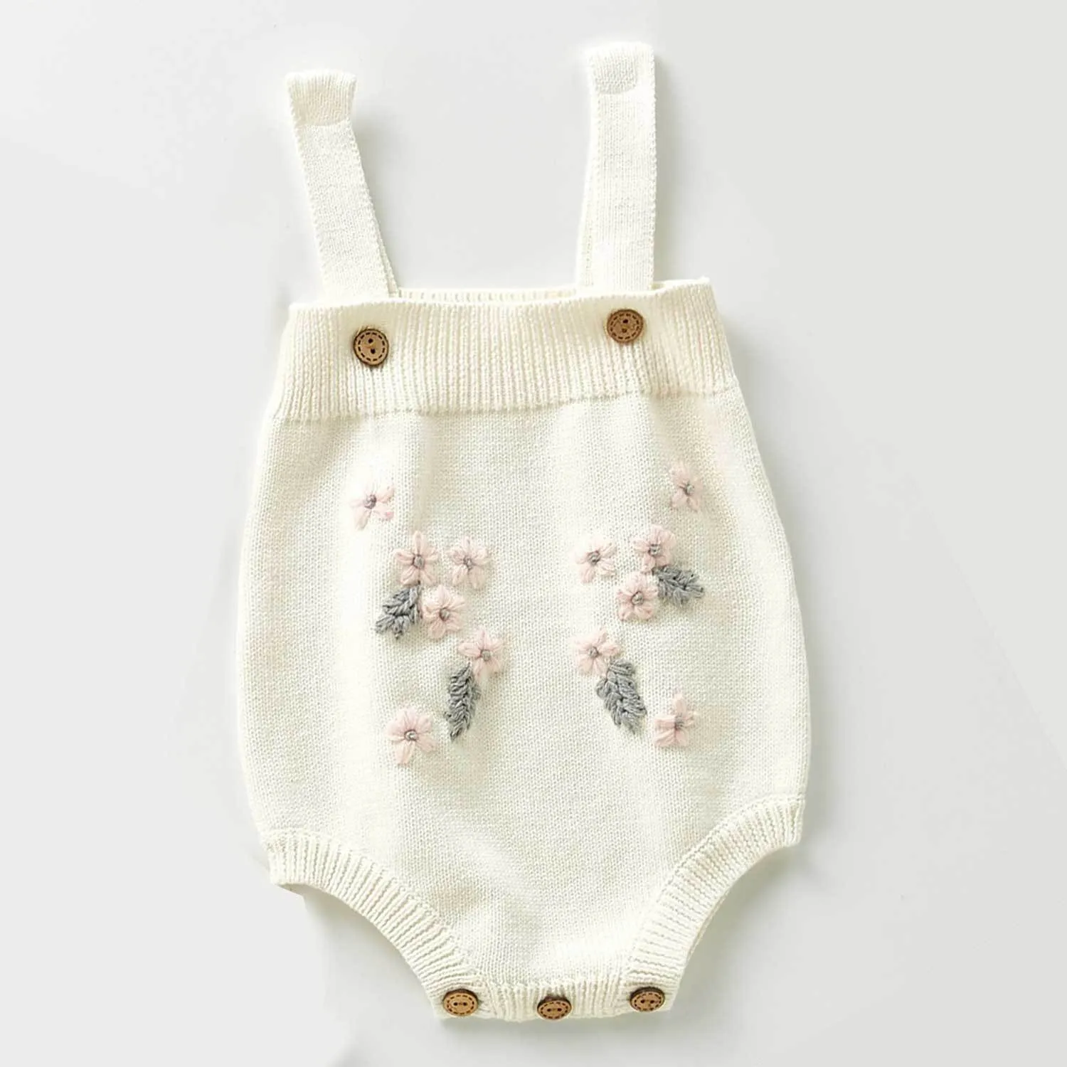 HoneyCherry Baby Girls Sweaters Flower Coat Strap Romper Crawling Clothes Kids Sweater Cardigan