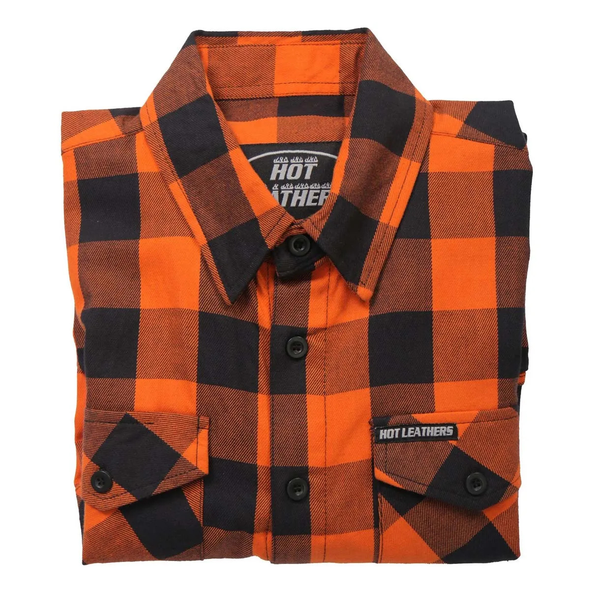 Hot Leathers FLM2007 Men's Orange and Black Long Sleeve Flannel Shirt