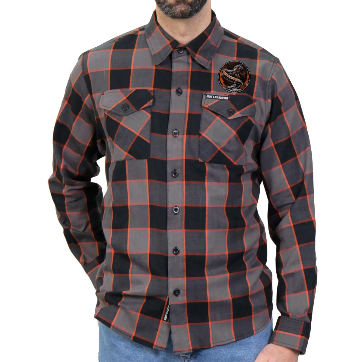 Hot Leathers FLM2111 Men's Rattler Flannel Long Sleeve Shirt