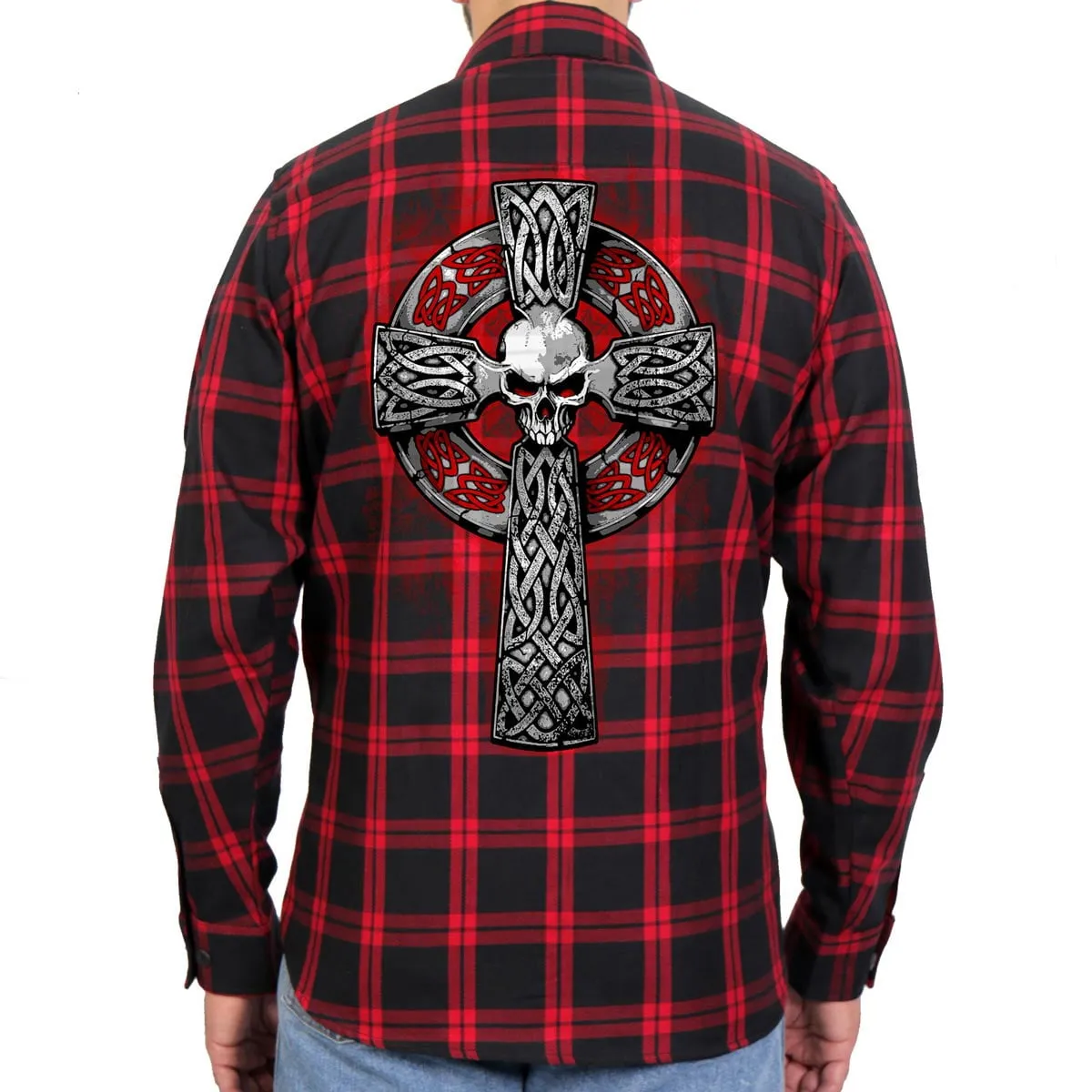 Hot Leathers FLM2112 Men's Celtic Cross Flannel Long Sleeve Shirt