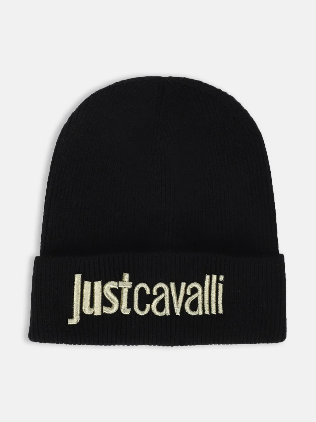 Just Cavalli Men Black Solid Beanie Cap