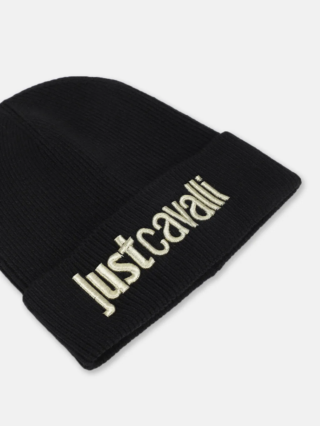 Just Cavalli Men Black Solid Beanie Cap