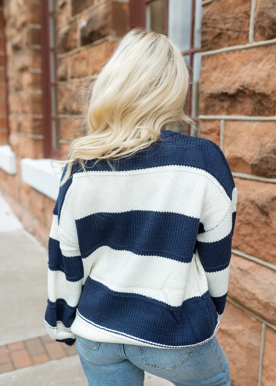 Kadie Navy Striped Chunky Sweater