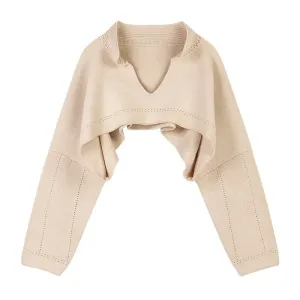 Korean Style Cropped Knitted V-neck Outerwear Sweaters