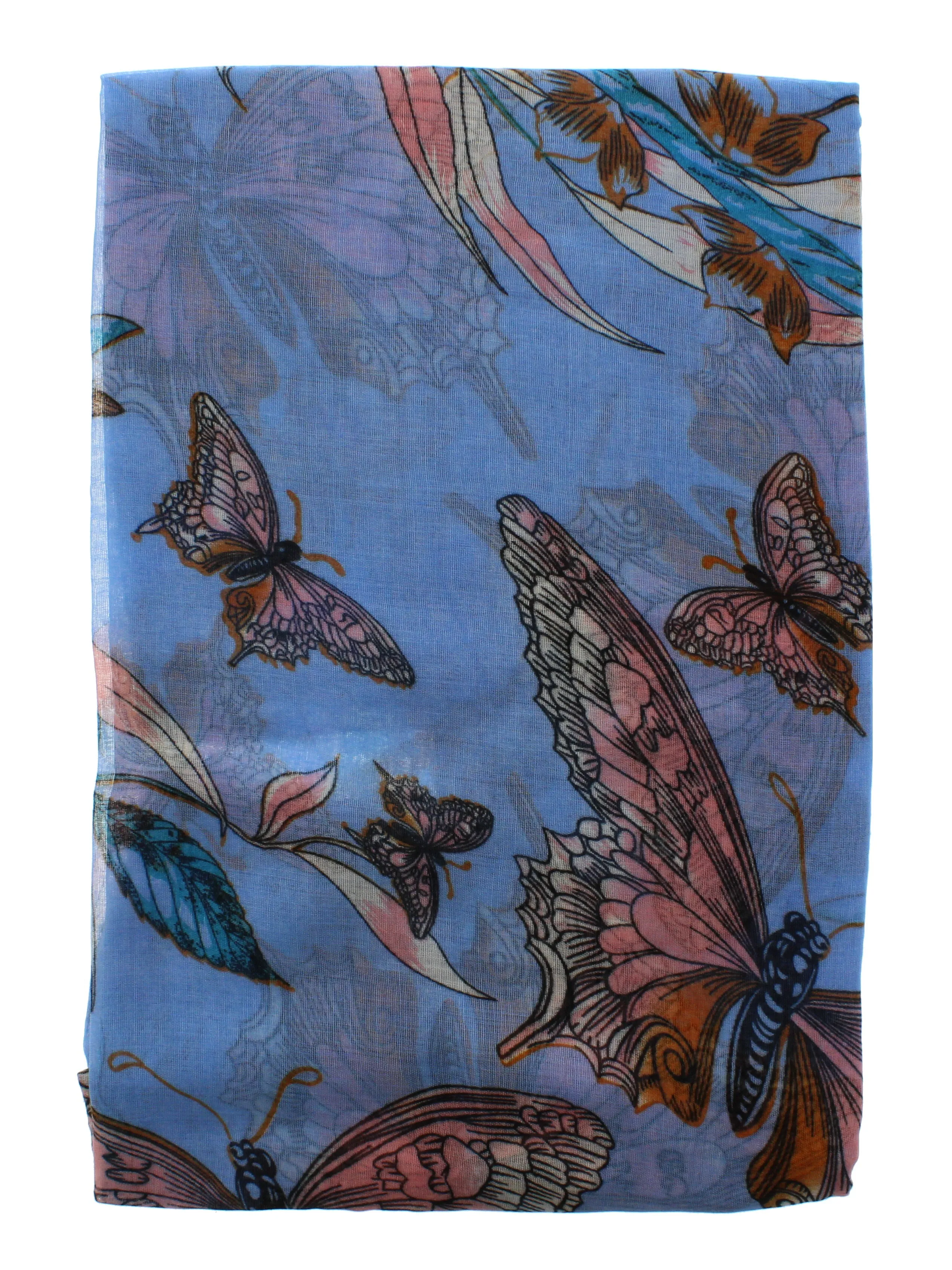 Large Butterfly & Flowers Scarf