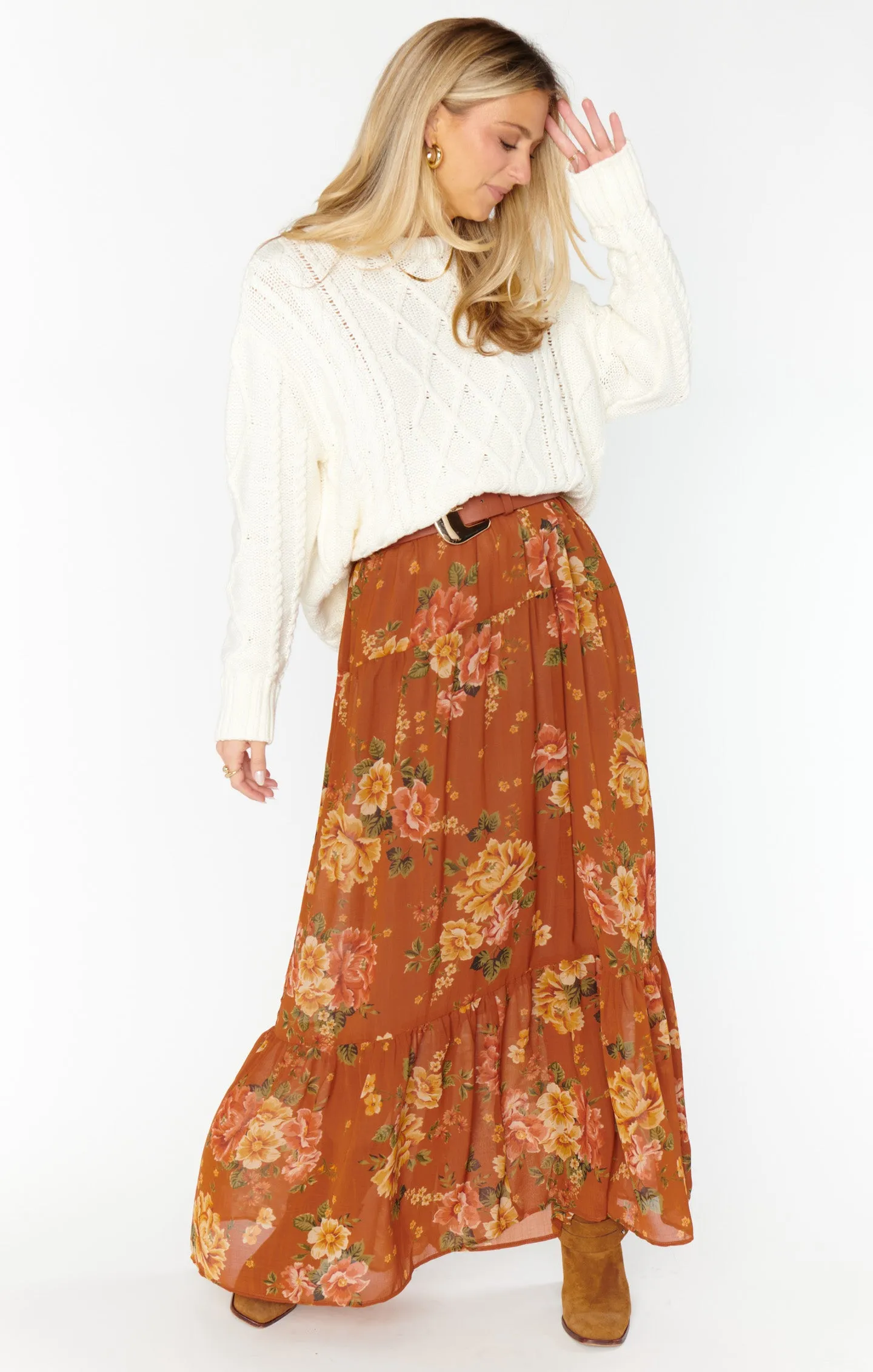 Larina Midi Skirt ~ Garden Harvest