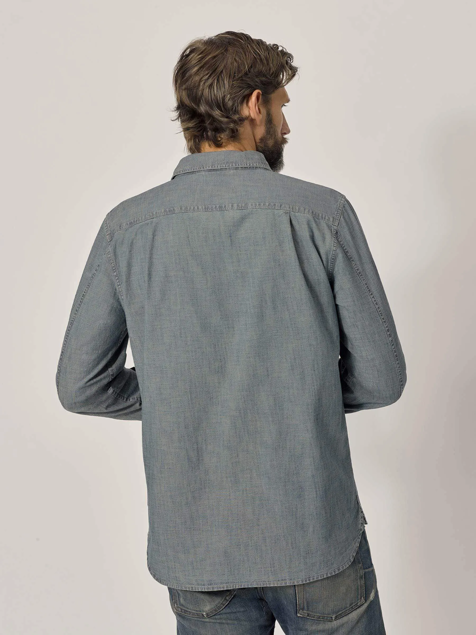 M008 Medium Wash Chambray Work Shirt