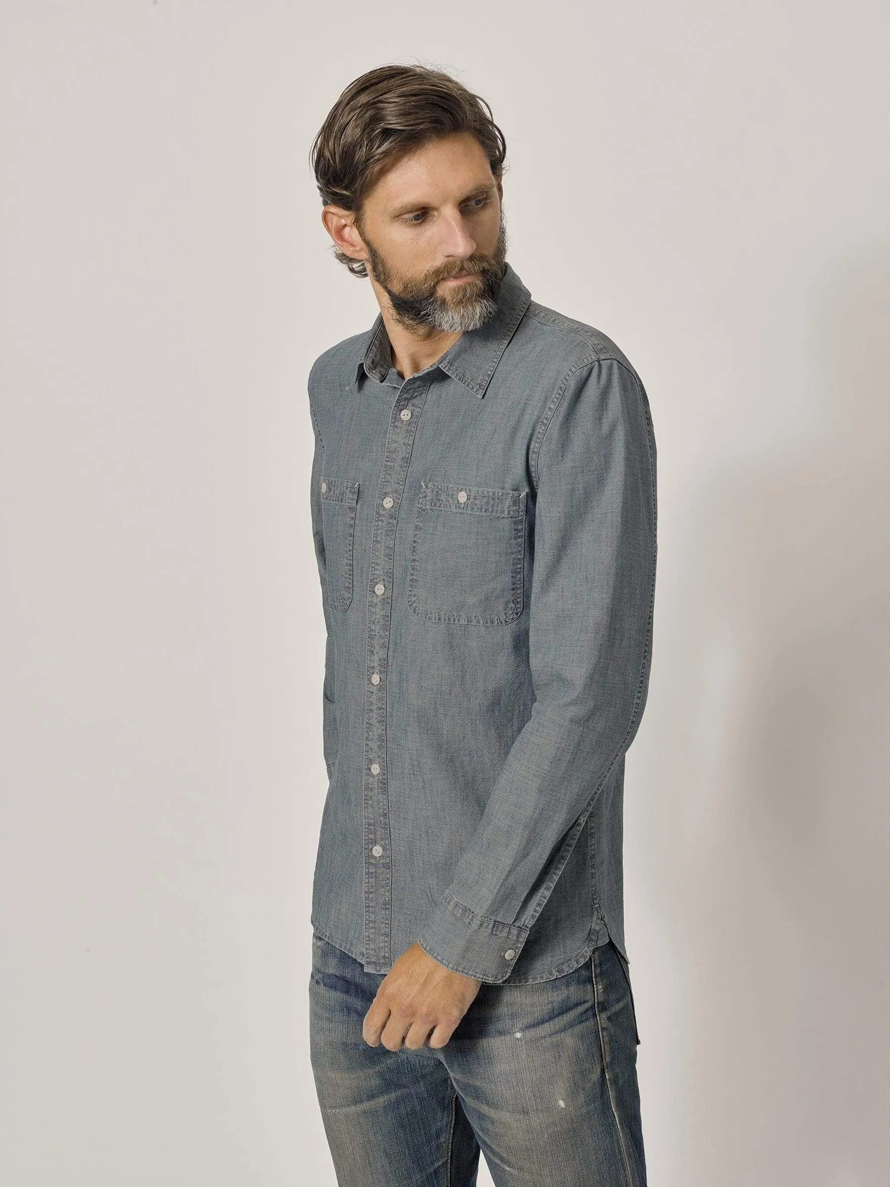 M008 Medium Wash Chambray Work Shirt