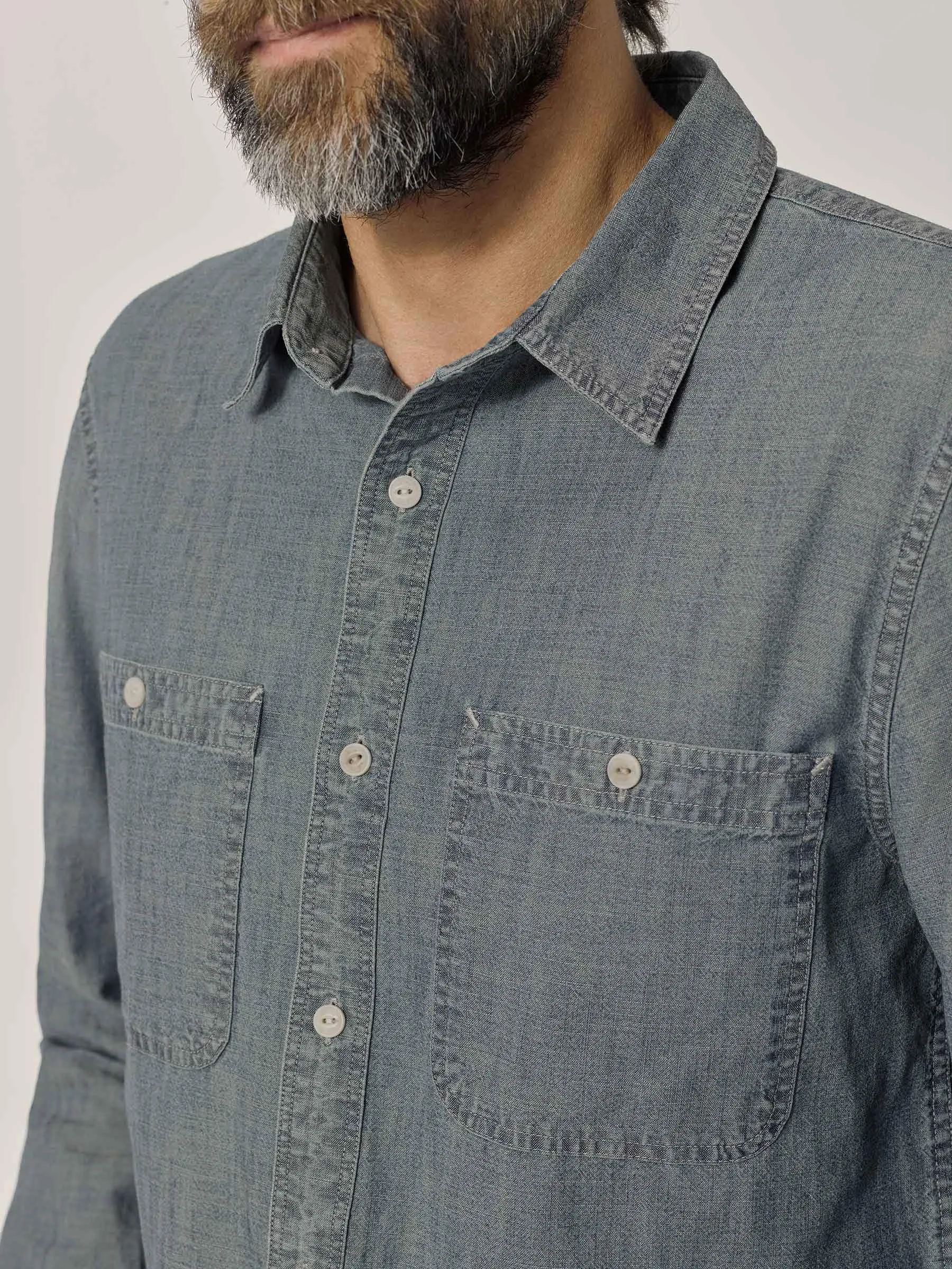 M008 Medium Wash Chambray Work Shirt