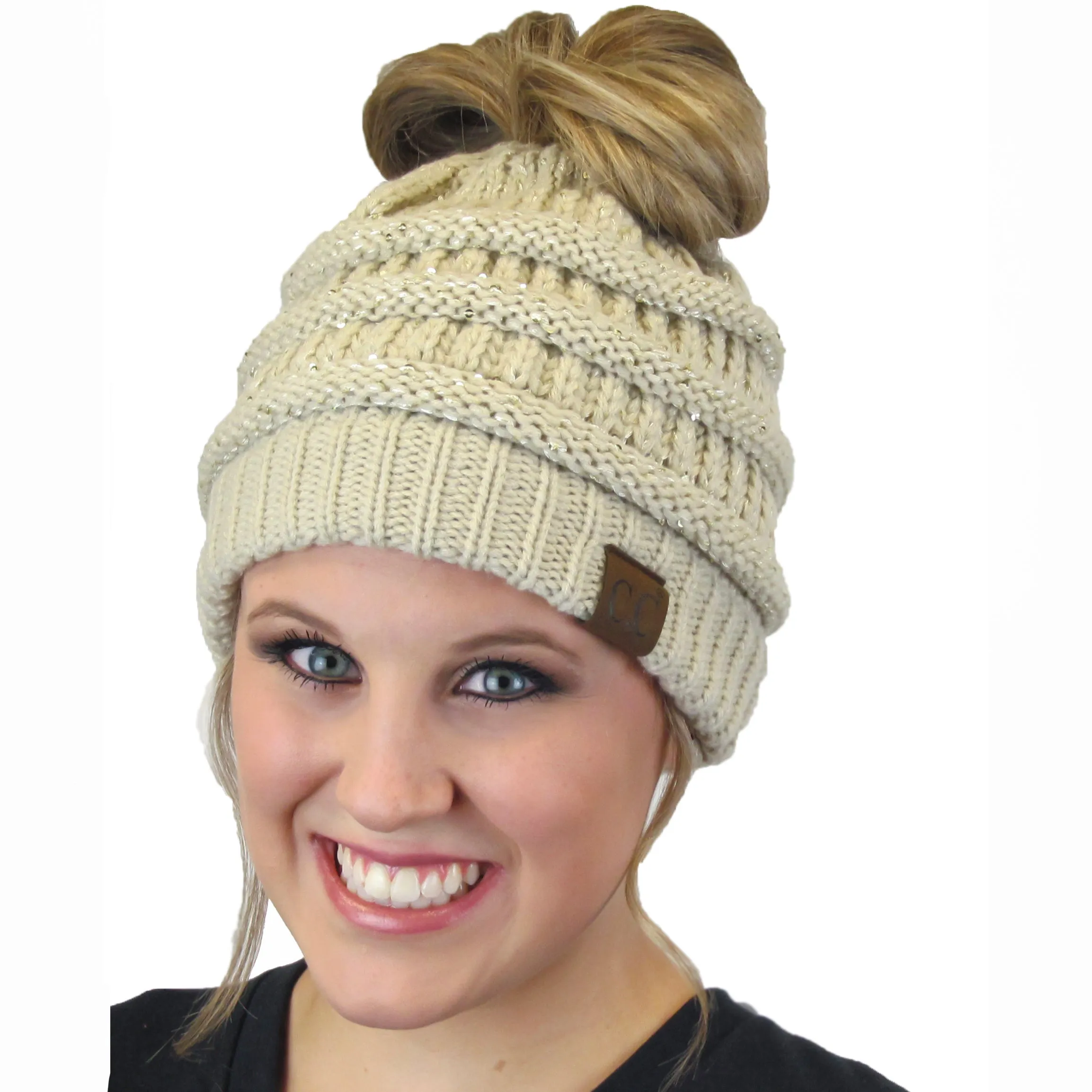 MB-730 SEQUIN BEANIE BEIGE