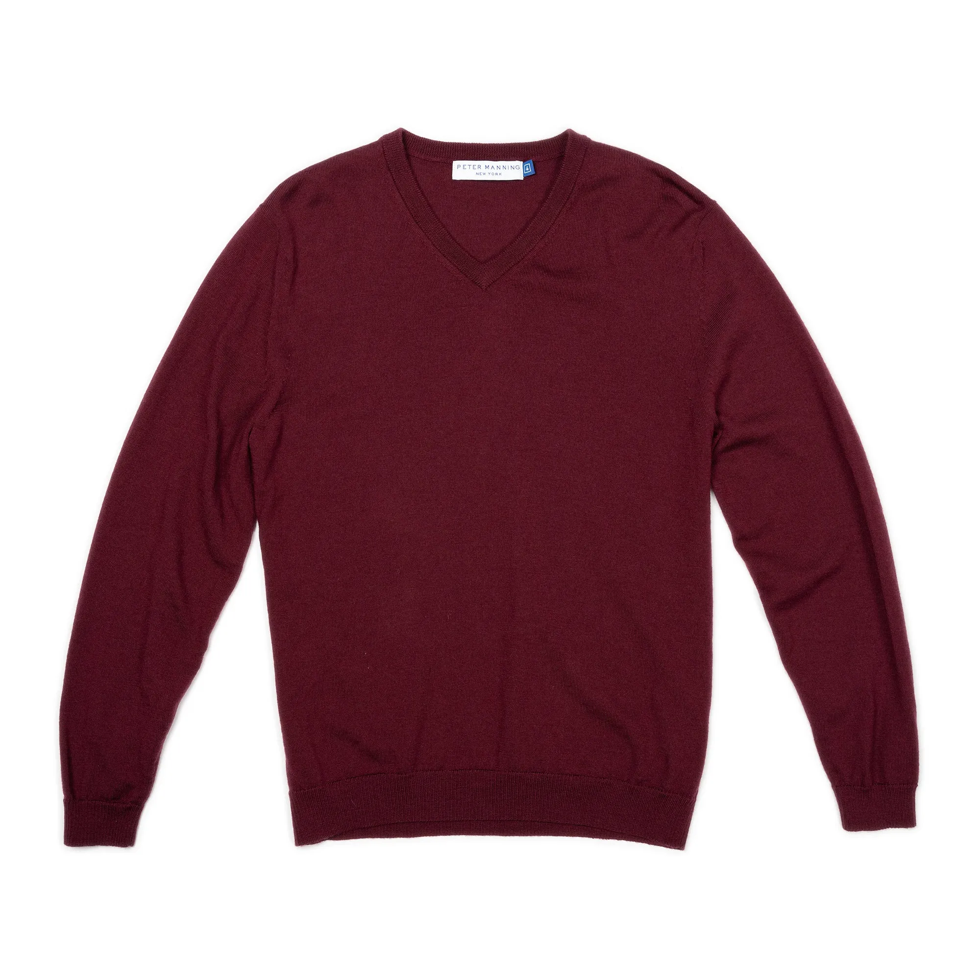 Merino Wool Sweaters V Neck - Burgundy