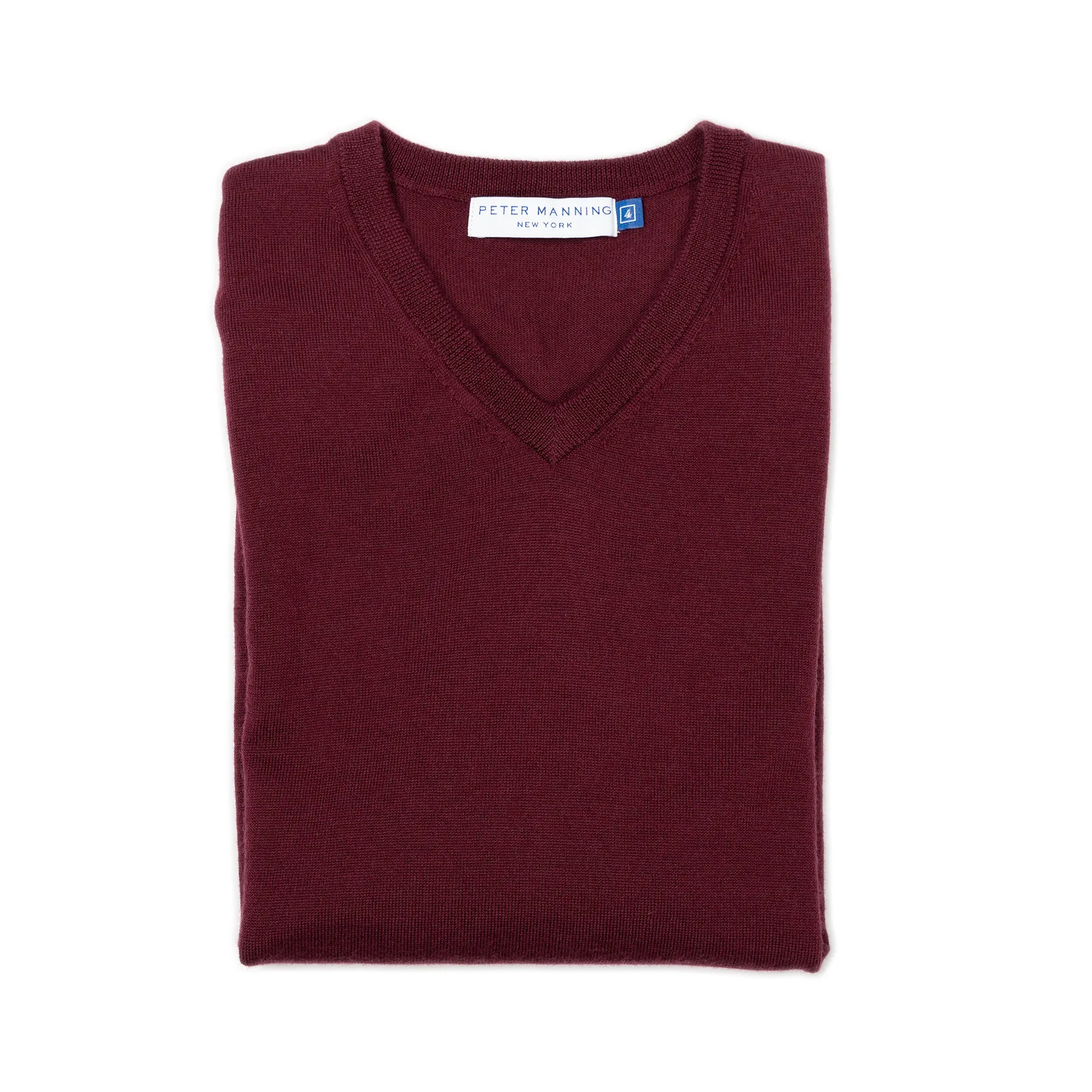 Merino Wool Sweaters V Neck - Burgundy