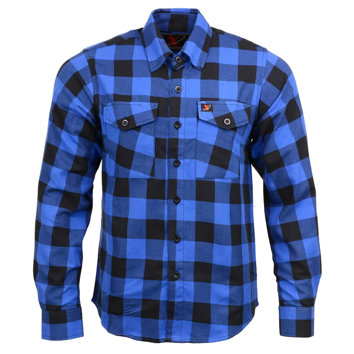 Milwaukee Leather MNG11634 Men's Black and Blue Flannel Plaid Long Sleeve Cotton Button Down Shirt