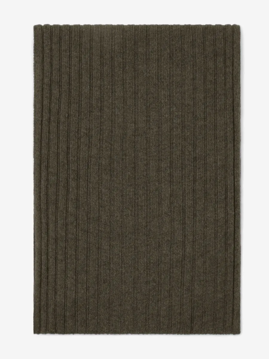 Napoli (dark green) - 100% cashmere ribbed scarf (unisex)