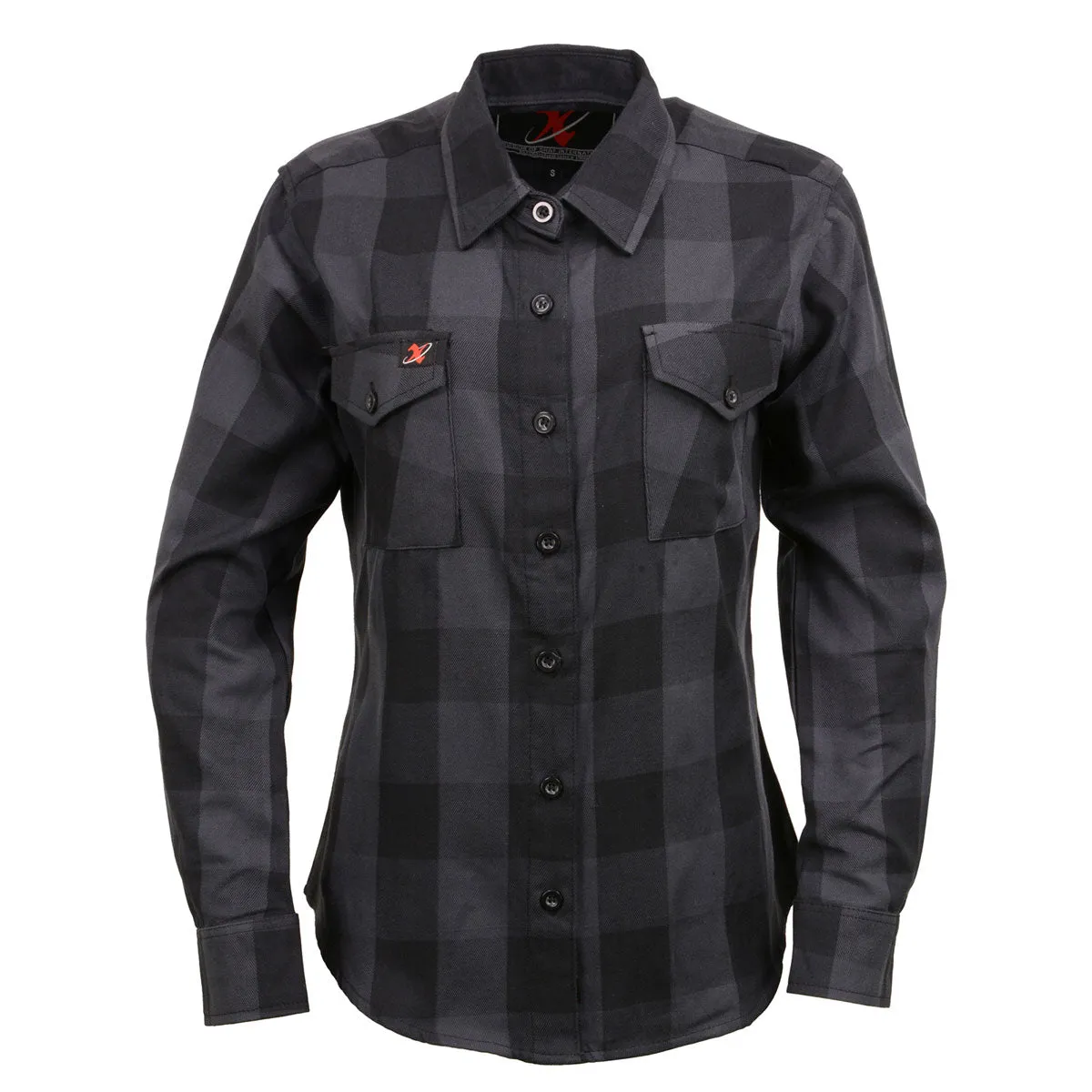 NexGen MNG21608 Women's Casual Dark Gray and Black Long Sleeve Cotton Casual Flannel Shirt