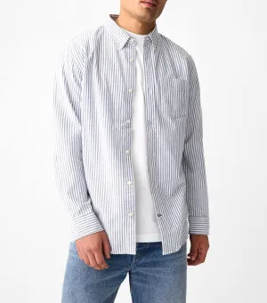 Oxford Shirt in Standard Fit Blue Track Stripe