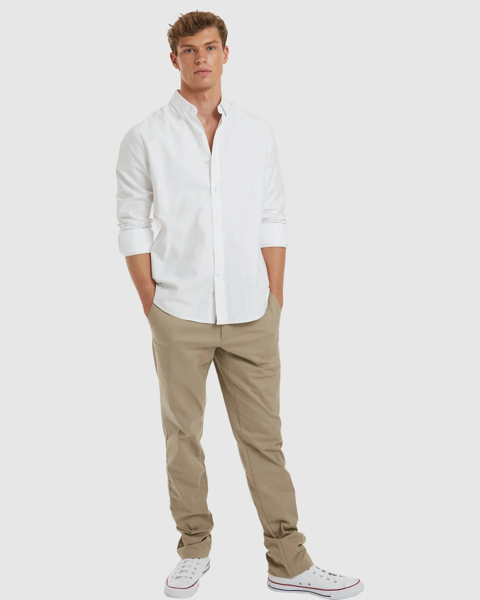 Oxford-Slim White Cotton Shirt