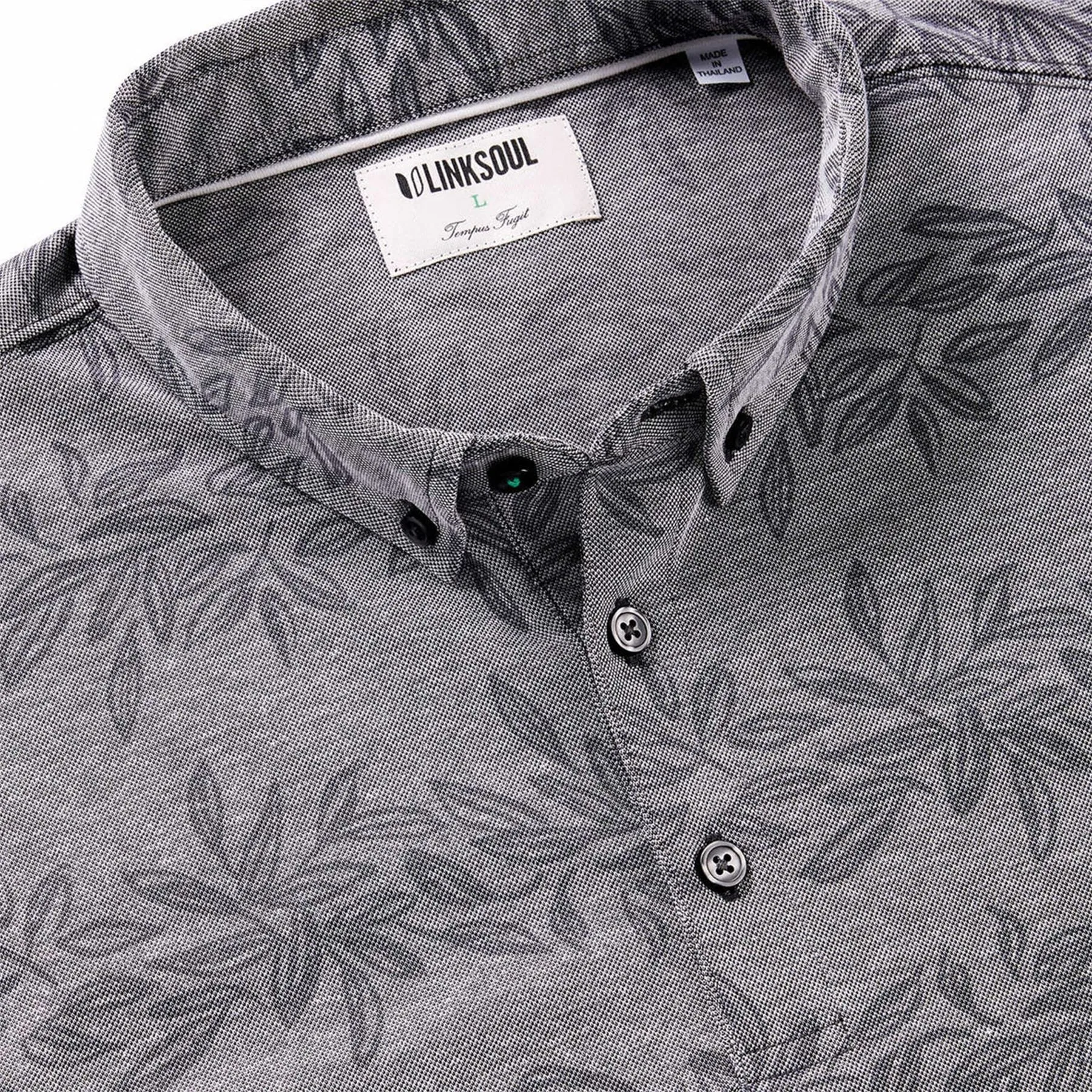 Oxford Vine Print Polo Black Heather - AW22