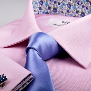 Pink Royal Oxford Formal Business Dress Shirt with Floral Inner-Lining