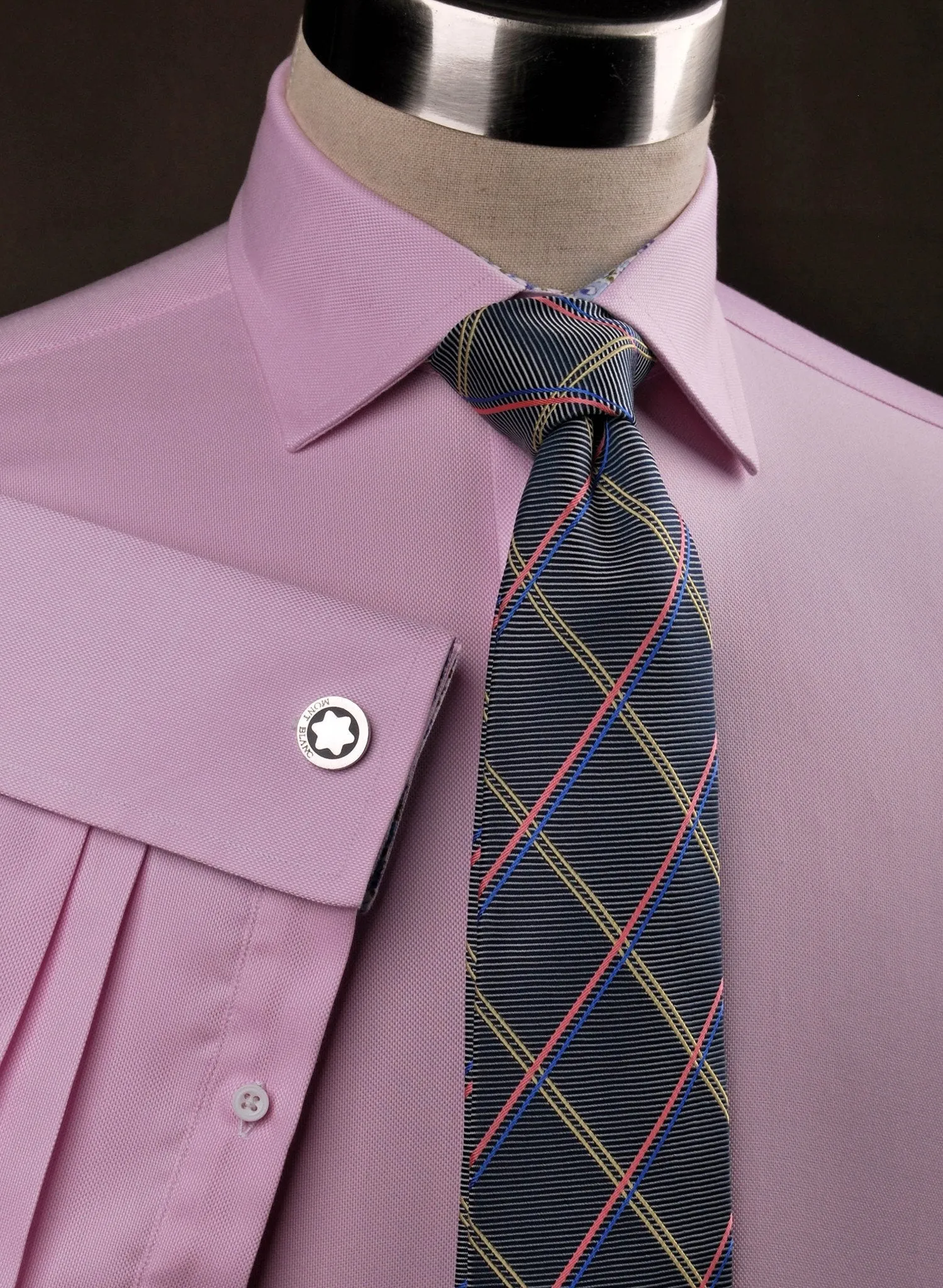 Pink Royal Oxford Formal Business Dress Shirt with Floral Inner-Lining