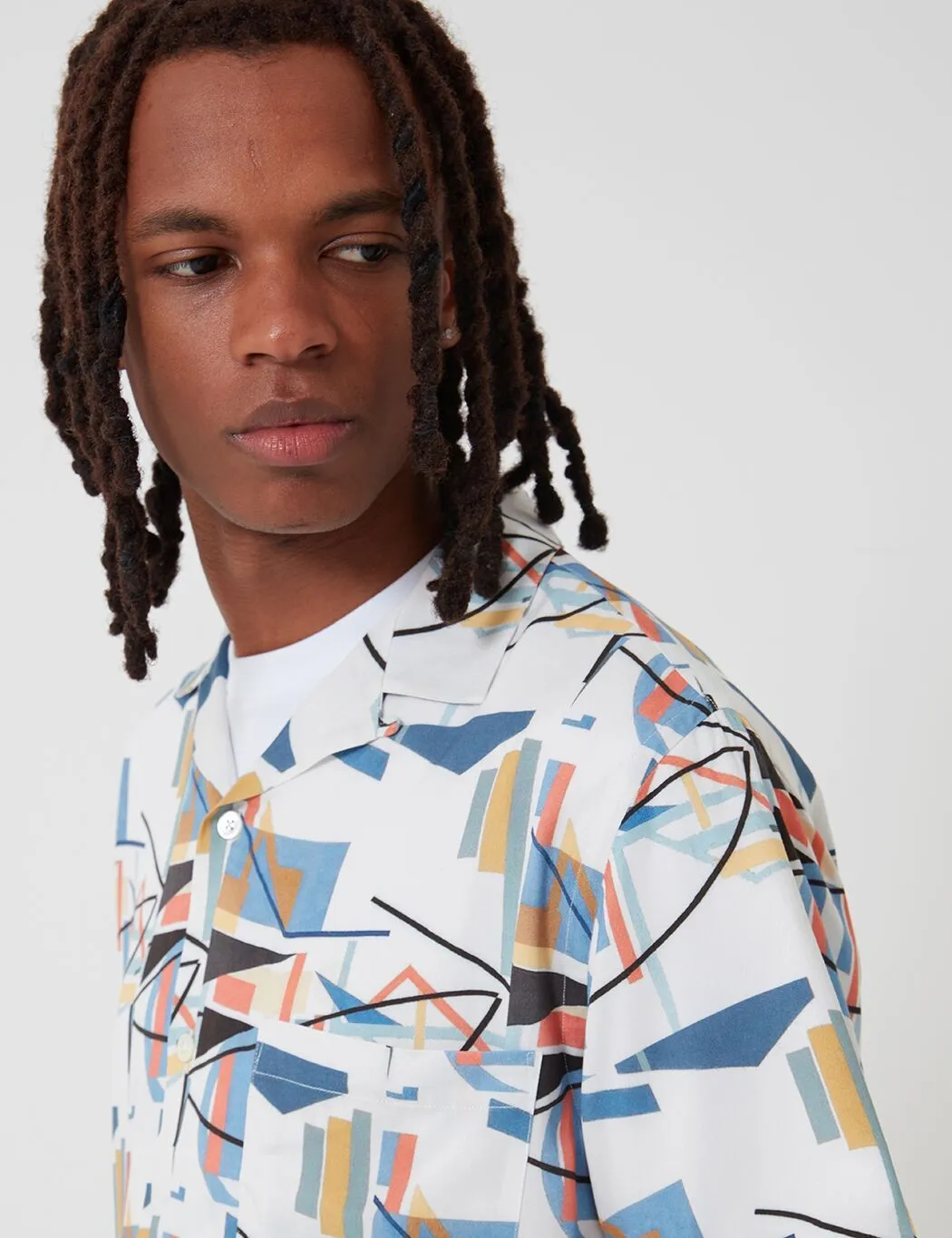 Portuguese Flannel Geometry One Shirt - White/Blue