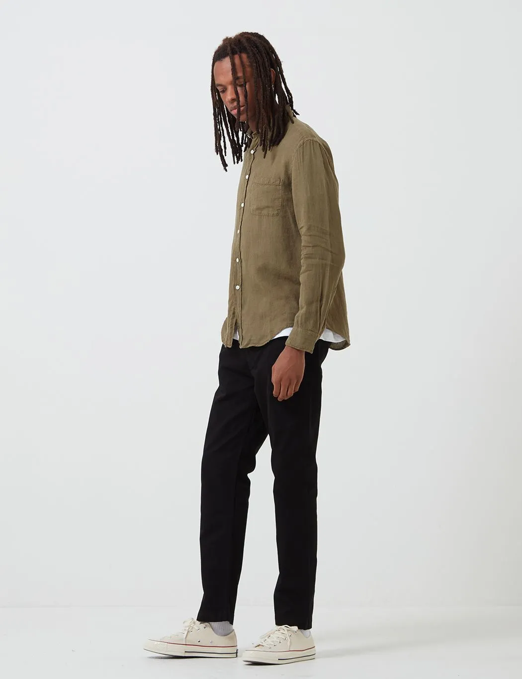 Portuguese Flannel Linen Shirt - Olive Green