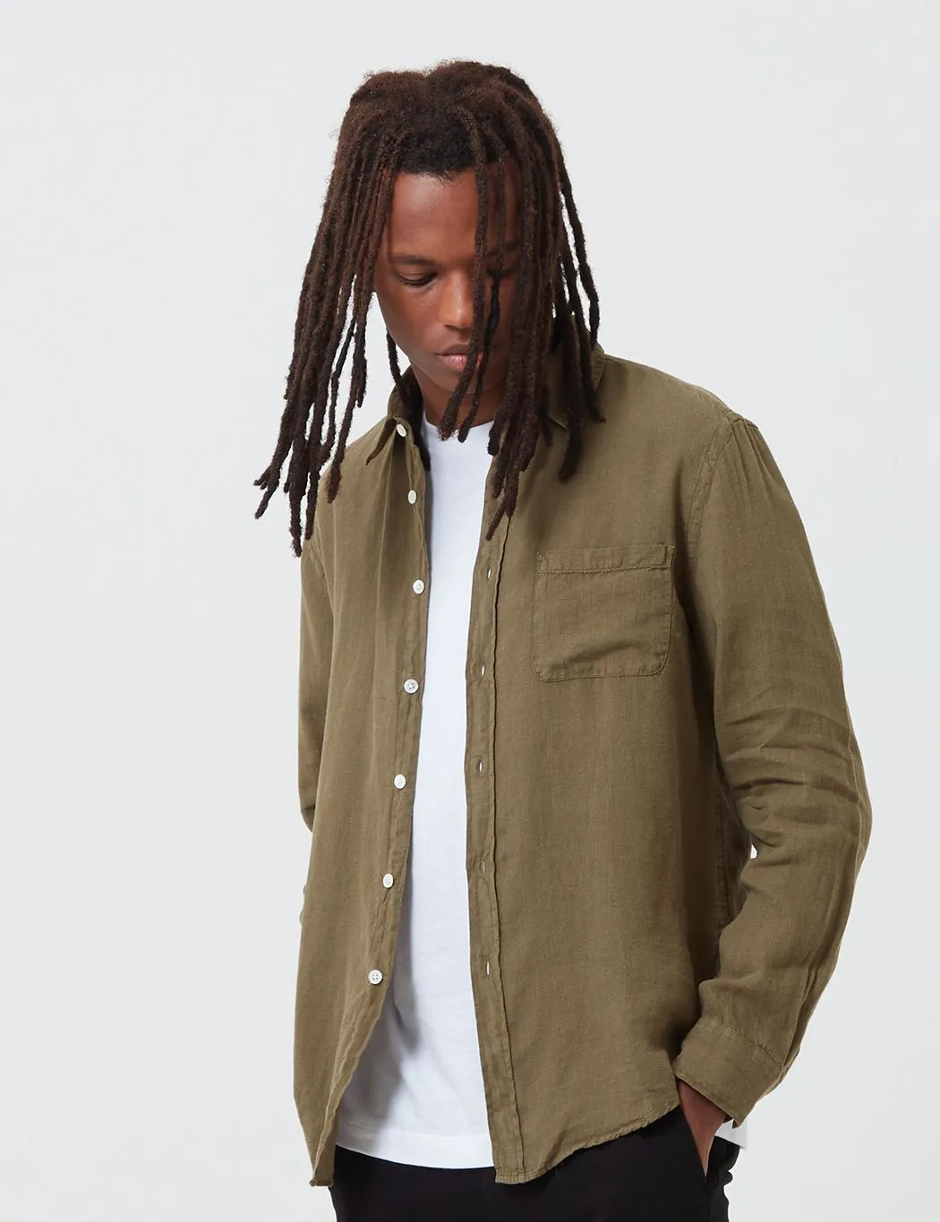 Portuguese Flannel Linen Shirt - Olive Green