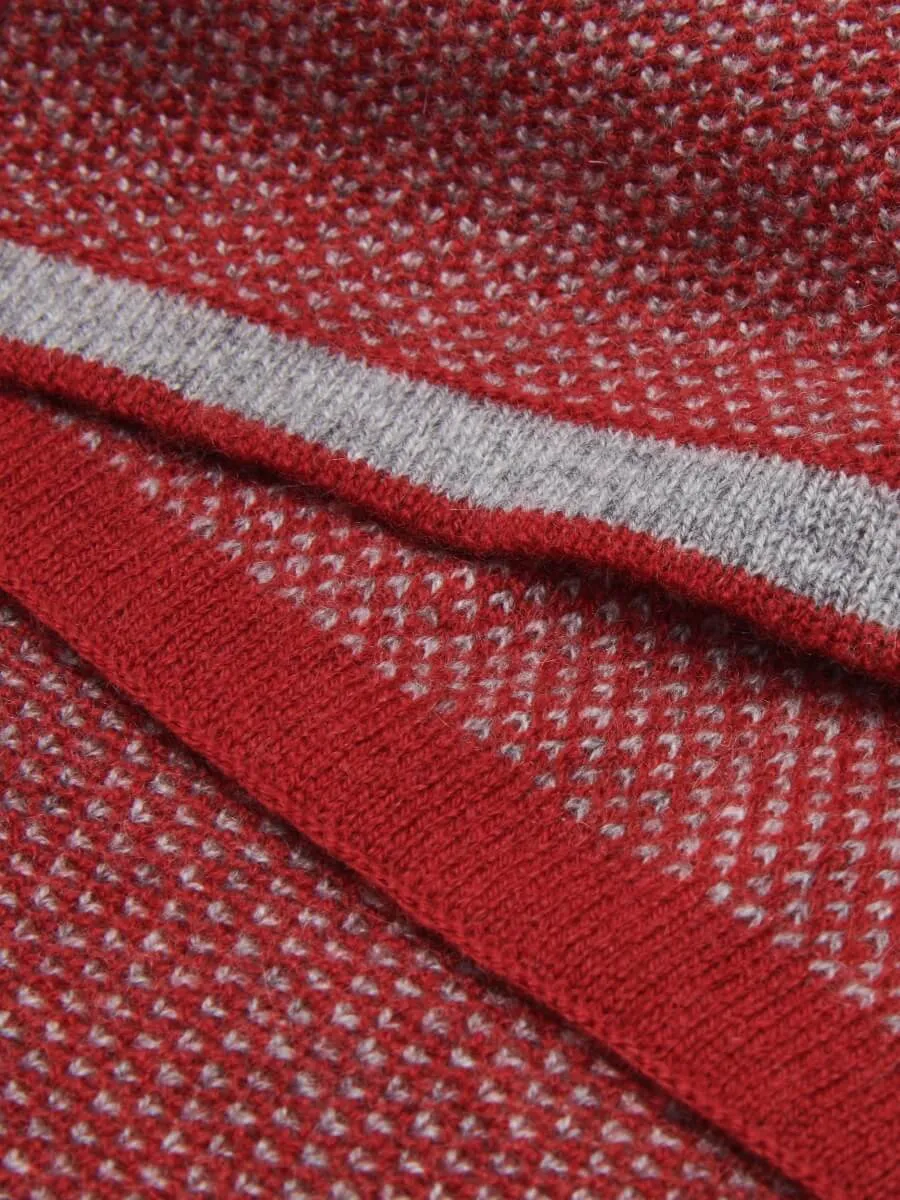 Riccardo (red & grey) - 100% cashmere scarf with pattern