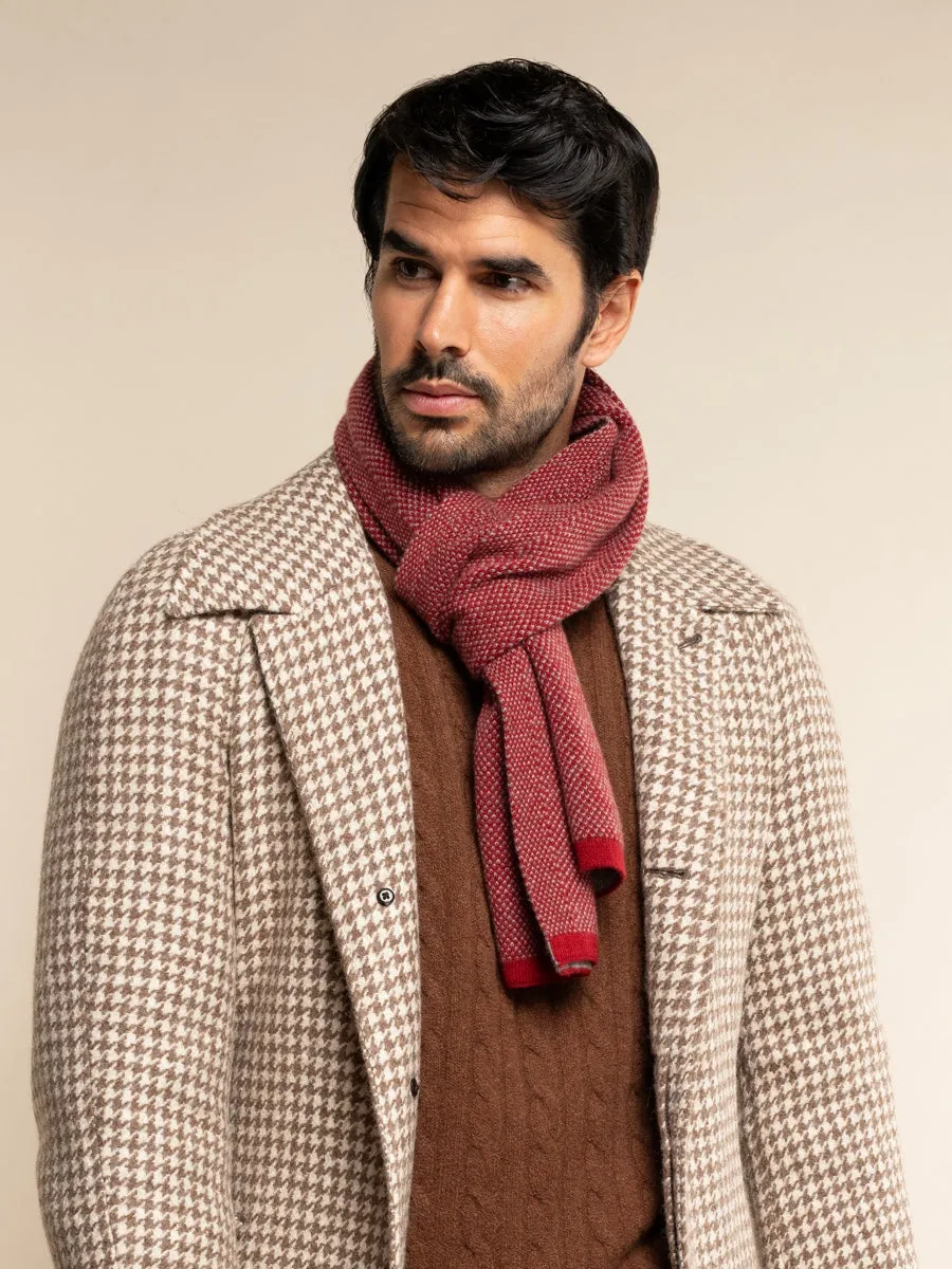 Riccardo (red & grey) - 100% cashmere scarf with pattern