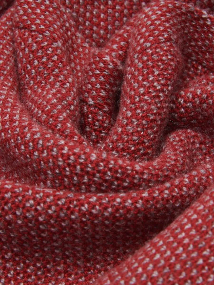 Riccardo (red & grey) - 100% cashmere scarf with pattern