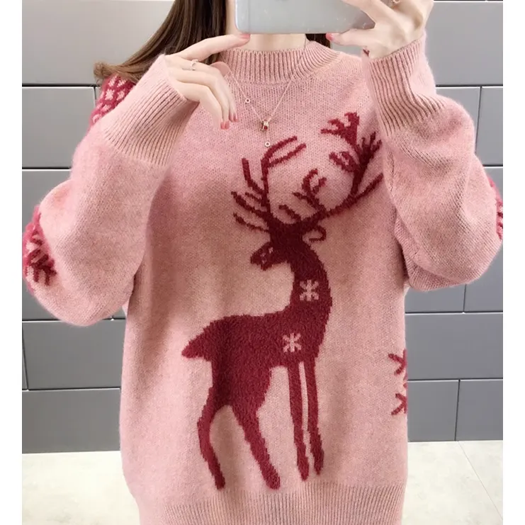 Round Neck Elk Loose Sweater