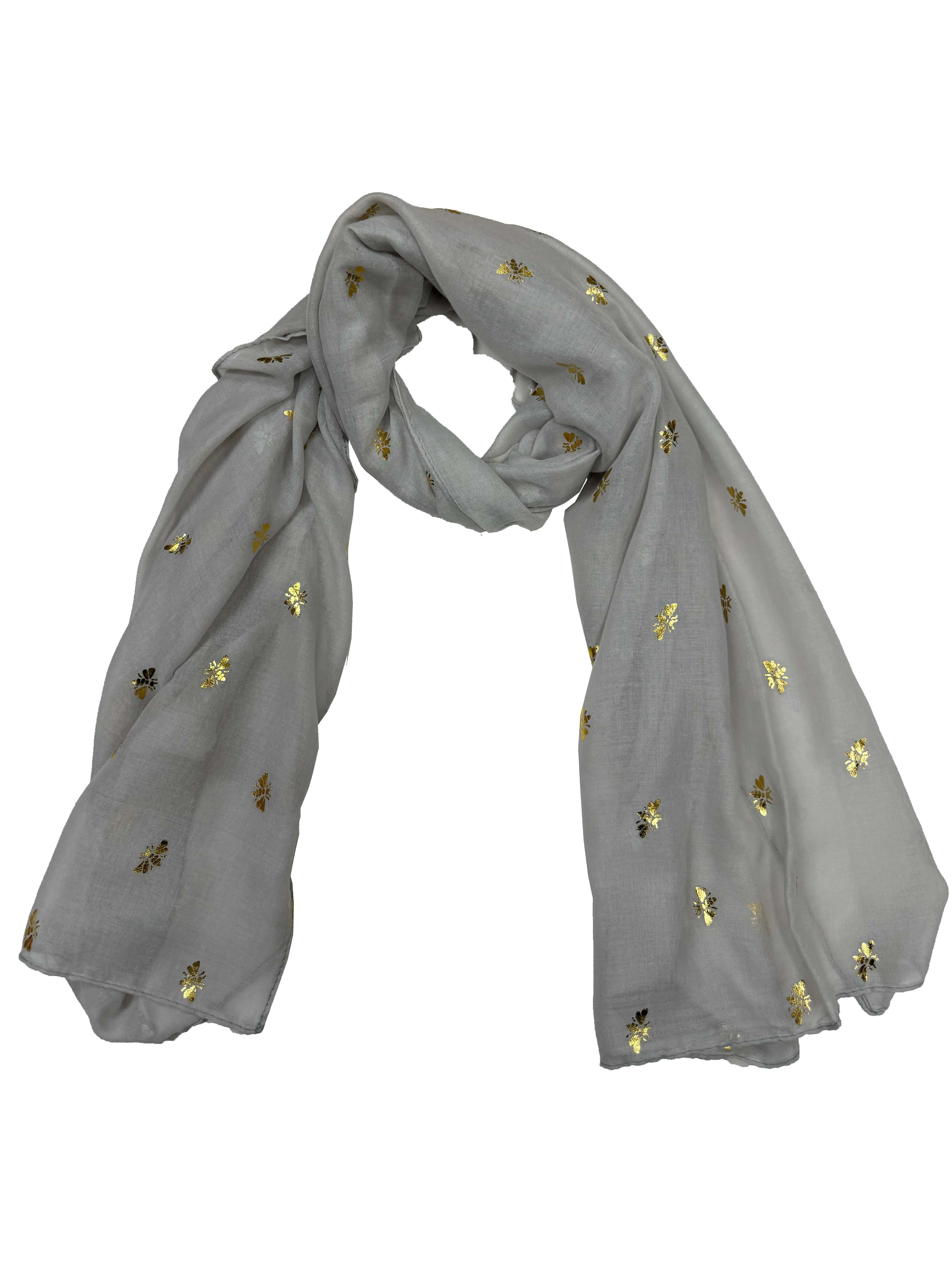 Scarf with Gold Foil Bees