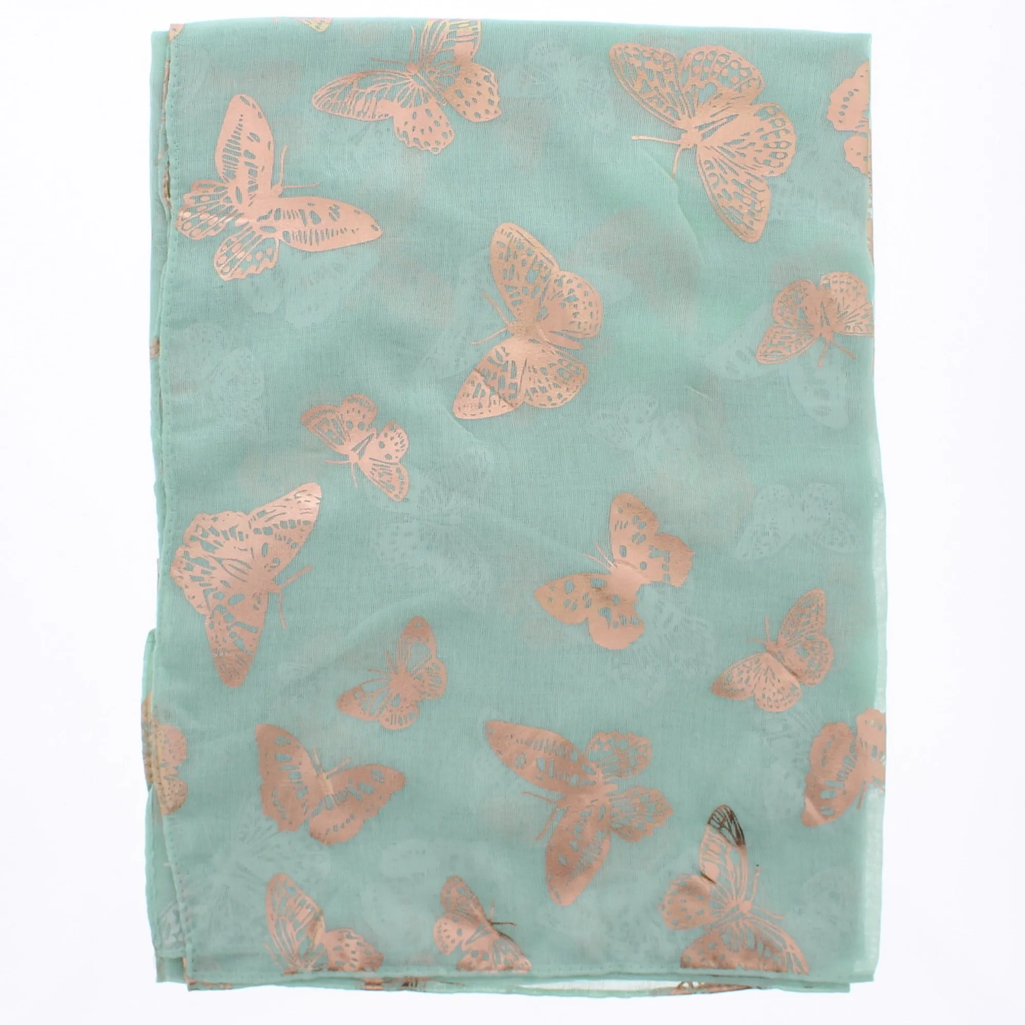 Scarf with Large Gold Foil Butterflies