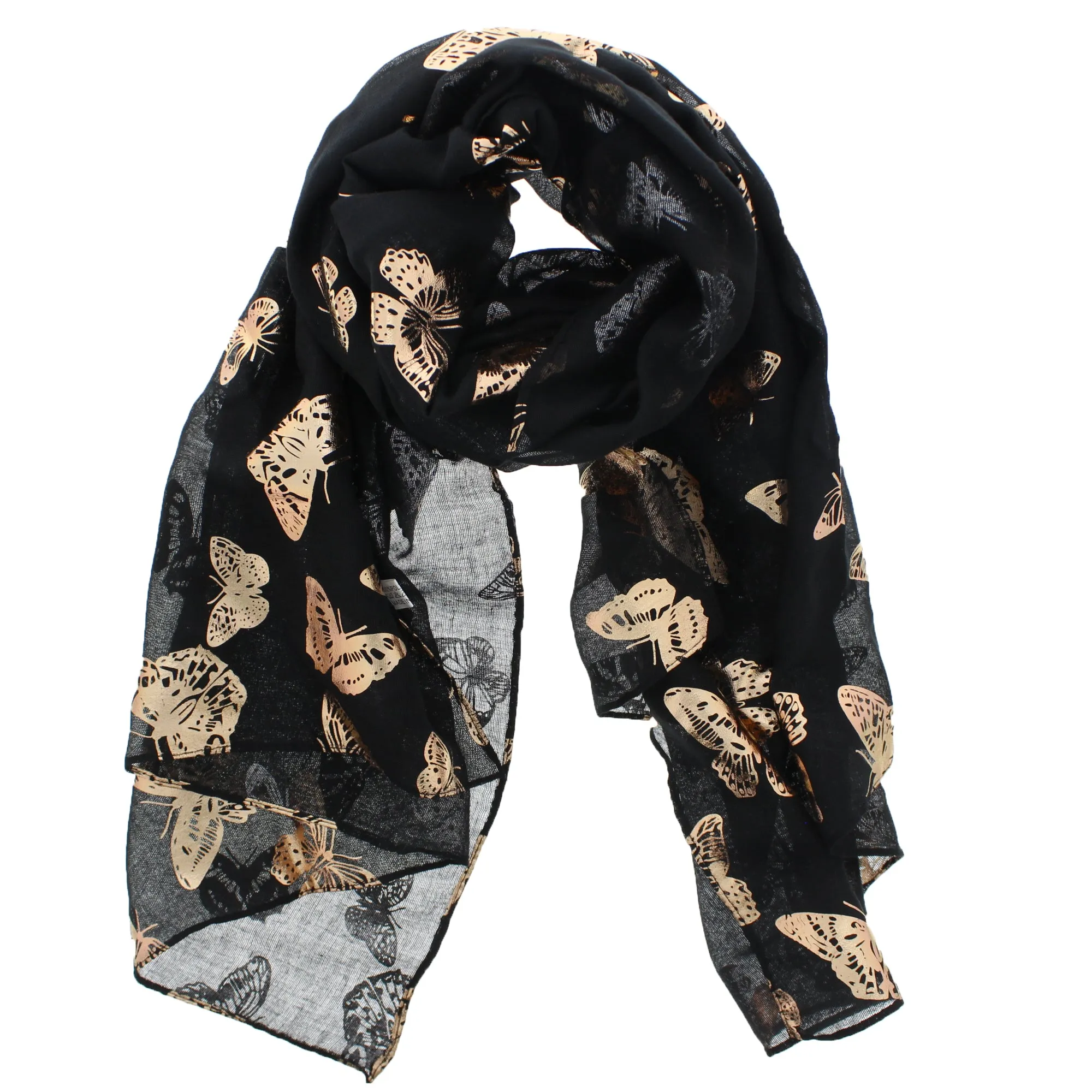 Scarf with Large Gold Foil Butterflies