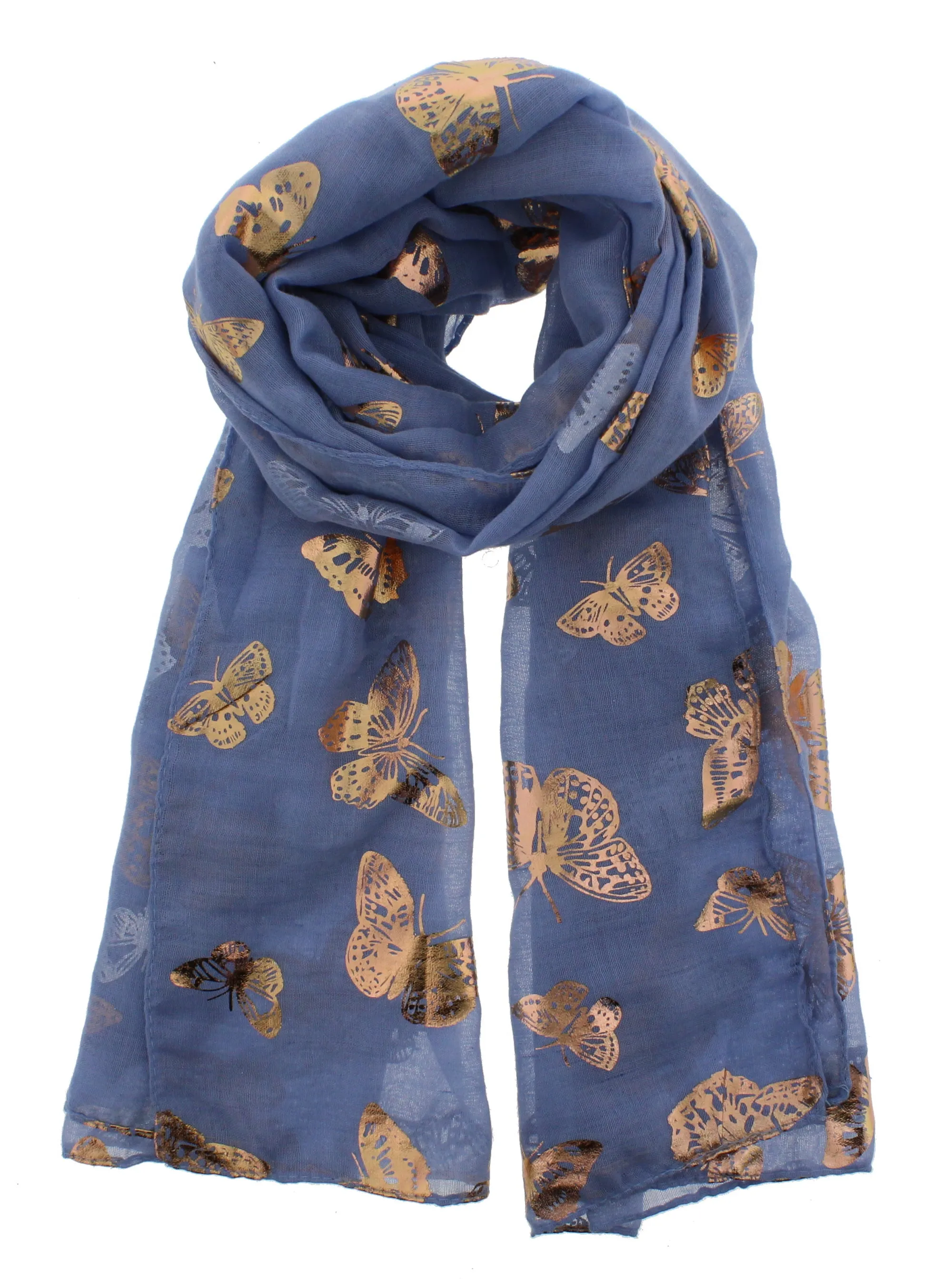 Scarf with Large Gold Foil Butterflies