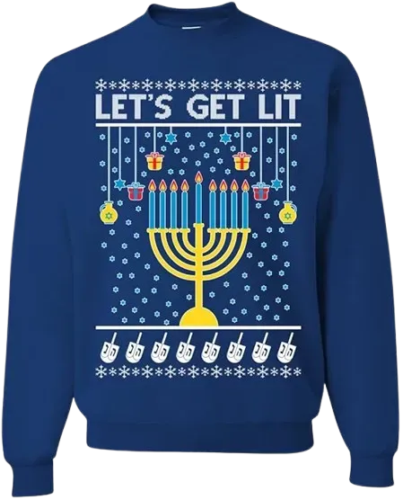 Ugly Chanukah Graphic Crewneck Sweatshirt Let's Get Lit