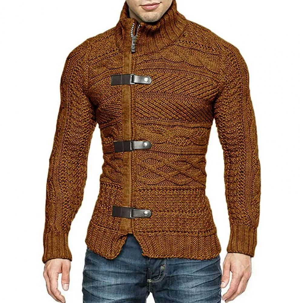 Wjczt Men  Winter Outfits  Men's Sweaters Stretchy Stylish Acrylic Fiber Loose Sweater Coat Causal-Solid Color Slim Fit Turtleneck Pullovers Sweater