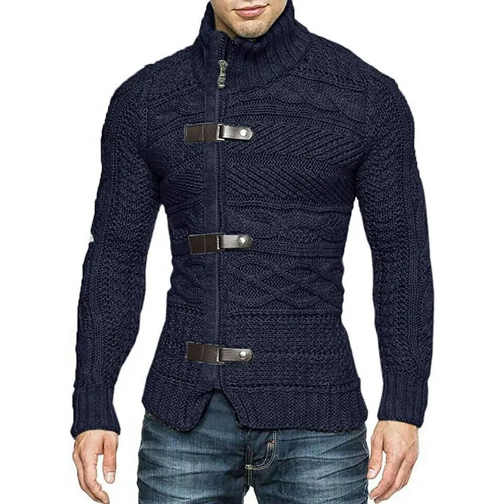 Wjczt Men  Winter Outfits  Men's Sweaters Stretchy Stylish Acrylic Fiber Loose Sweater Coat Causal-Solid Color Slim Fit Turtleneck Pullovers Sweater