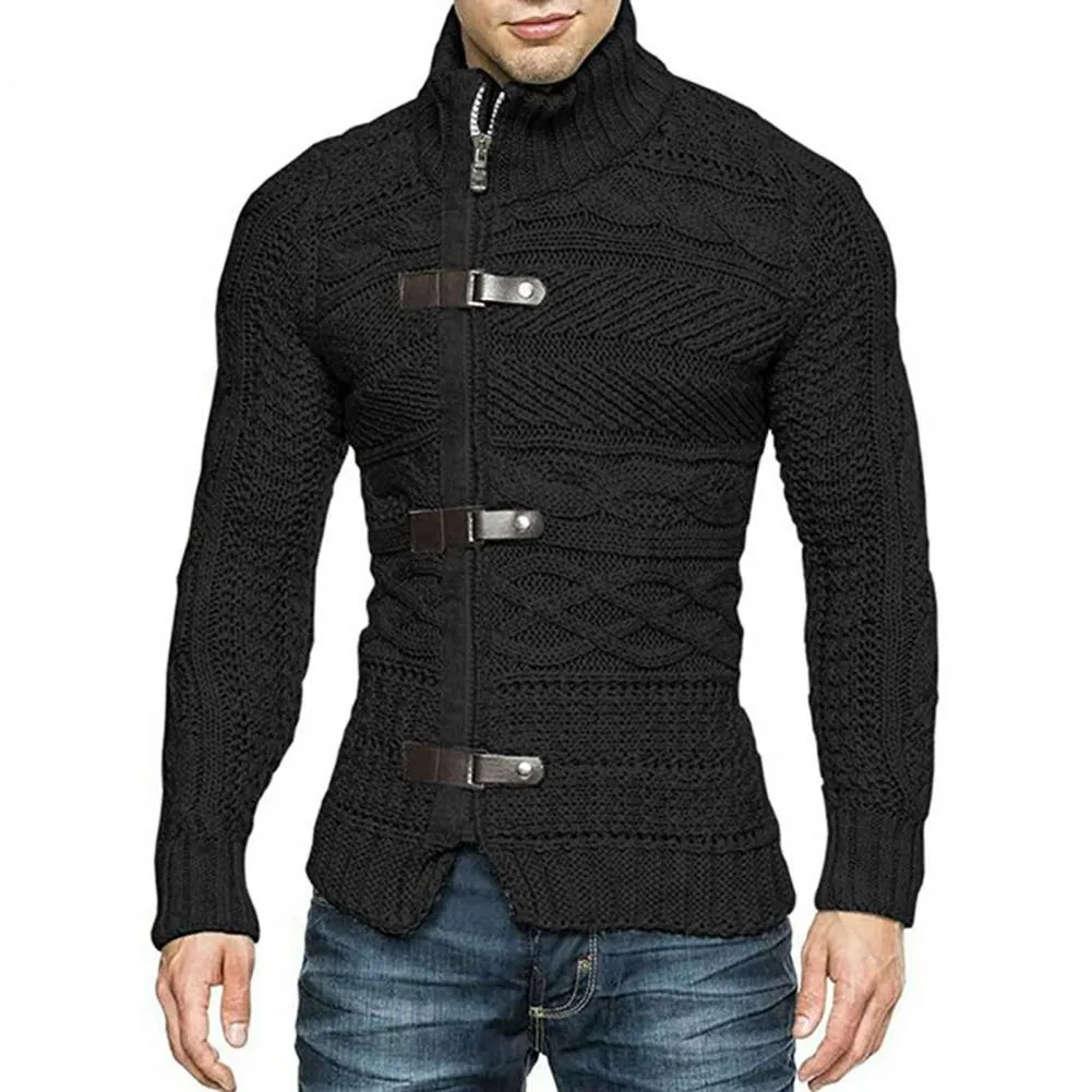 Wjczt Men  Winter Outfits  Men's Sweaters Stretchy Stylish Acrylic Fiber Loose Sweater Coat Causal-Solid Color Slim Fit Turtleneck Pullovers Sweater