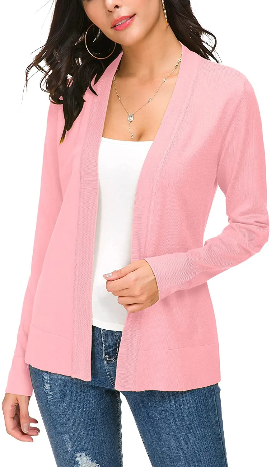 Women's Knit Cardigan Open Front Sweater Coat Long Sleeve