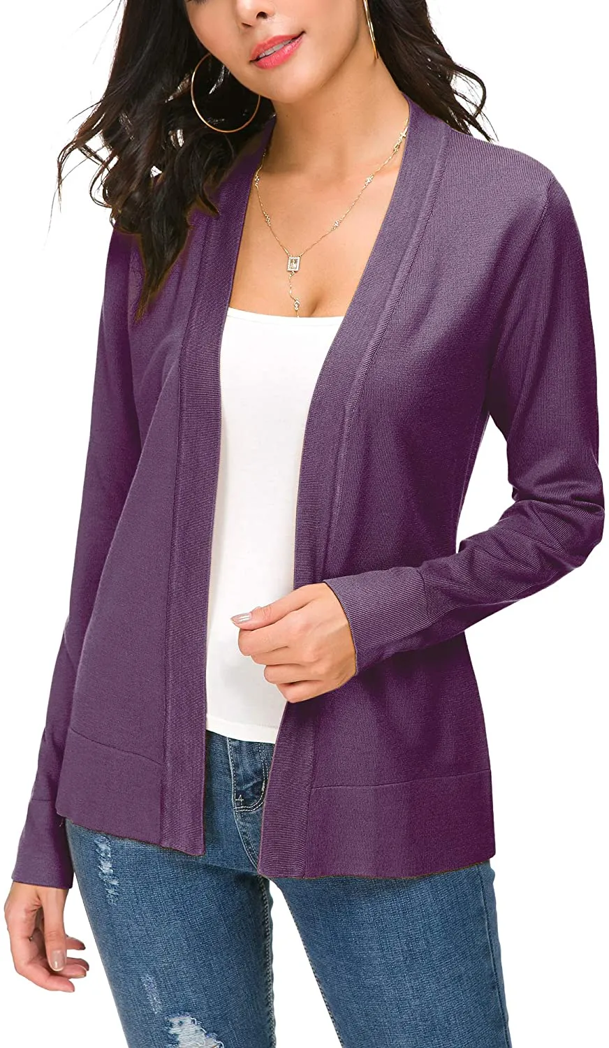 Women's Knit Cardigan Open Front Sweater Coat Long Sleeve