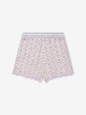 Zimmermann Girls Halliday Textured Knit Shorts in Multicoloured